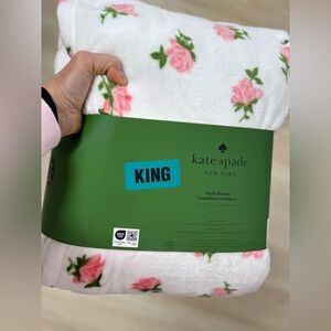 kate spade White and Pink Plush Blanket